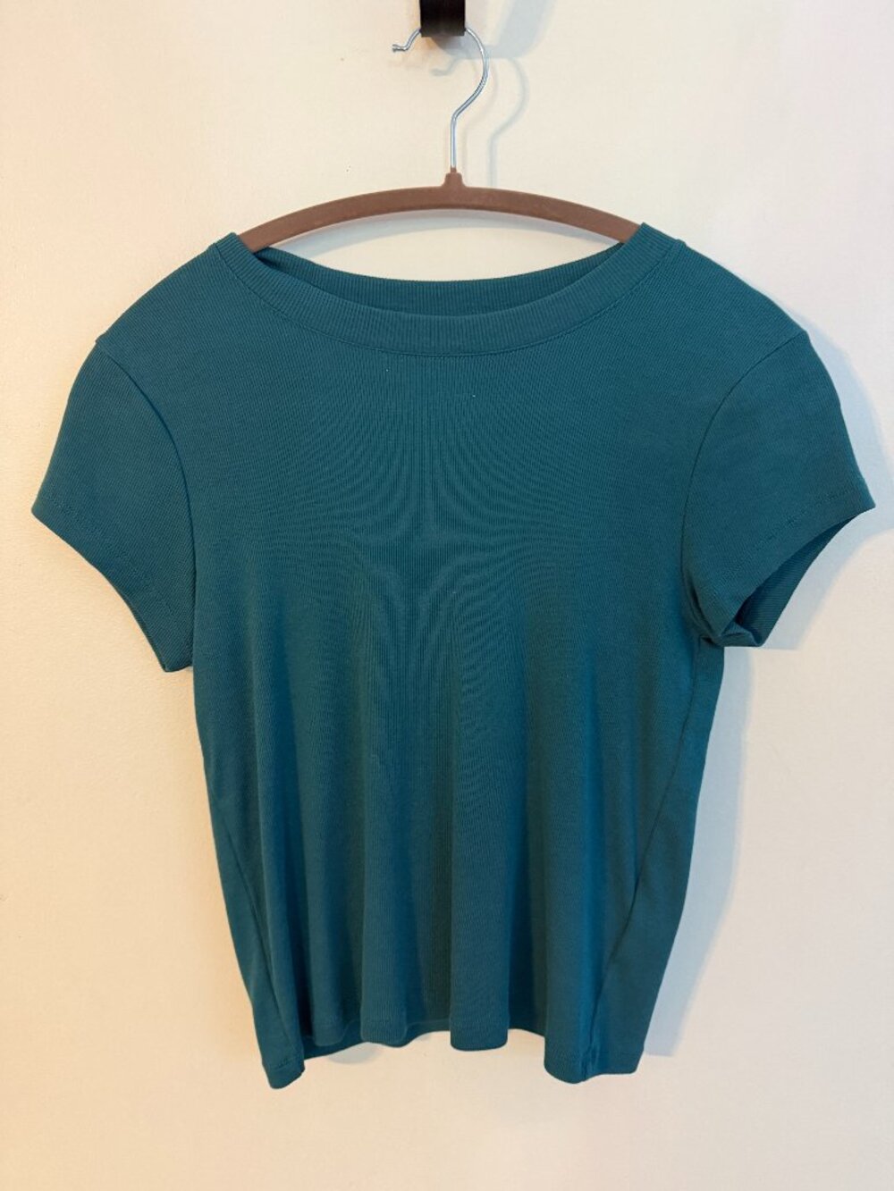 Madewell Teal ribbed short-sleeve top - S